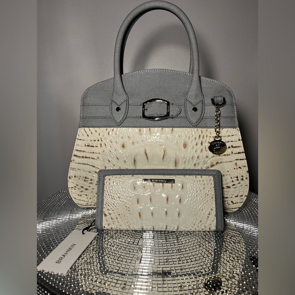BRAHMIN | Rosette Snowball Minden Satchel & Wallet NWT - Picture 2 of 8